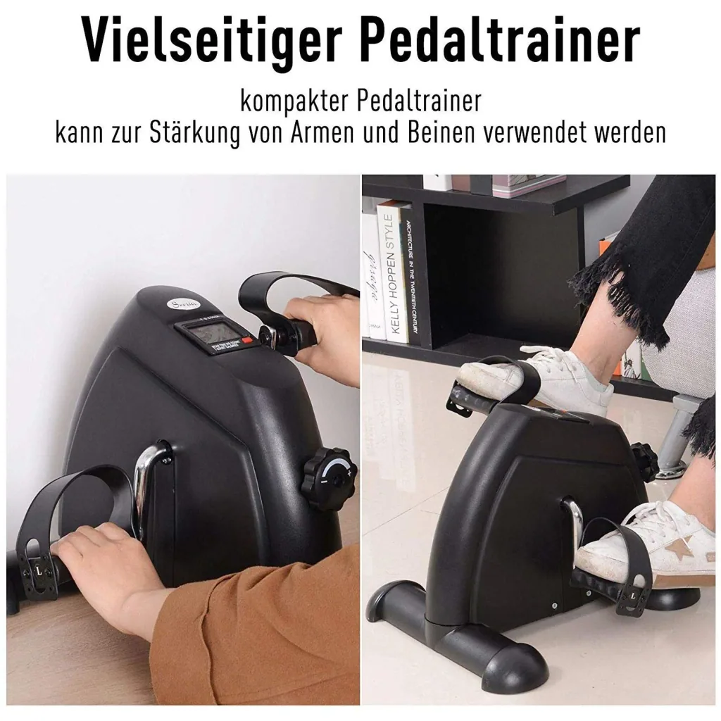 Heimtrainer Mini Bike Pedaltrainer Trainingsrad Fahrradgerät mit LCD-Display Metall Schwarz 39 x 40 x 31 cm