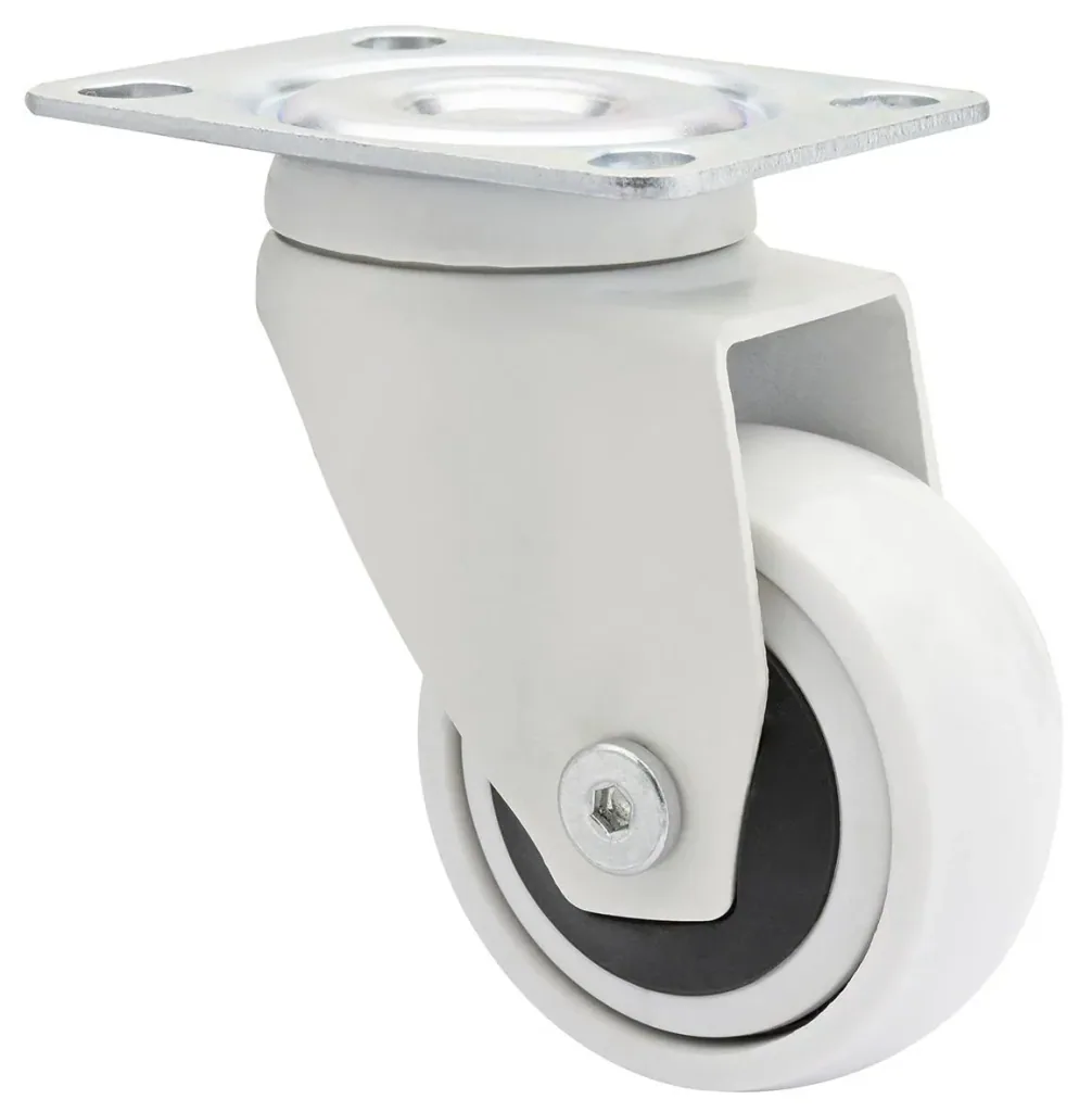 Design 3C Lenkrollen 4 teiliges Set - Ø 50 mm, soft, weiß, 2 Rollen mit & 2 ohne Feststeller, Tragkraft 50 kg / Rolle