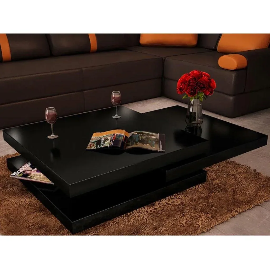 Couchtisch mit 3 Schichten Hochglanz schwarz
