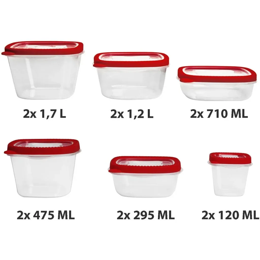 Edco Lebensmittel-Aufbewahrungsboxen 24 Stk. Rot BPA-frei