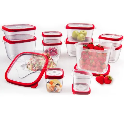 Edco Lebensmittel-Aufbewahrungsboxen 24 Stk. Rot BPA-frei