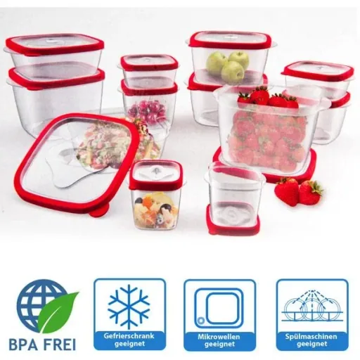 Edco Lebensmittel-Aufbewahrungsboxen 24 Stk. Rot BPA-frei