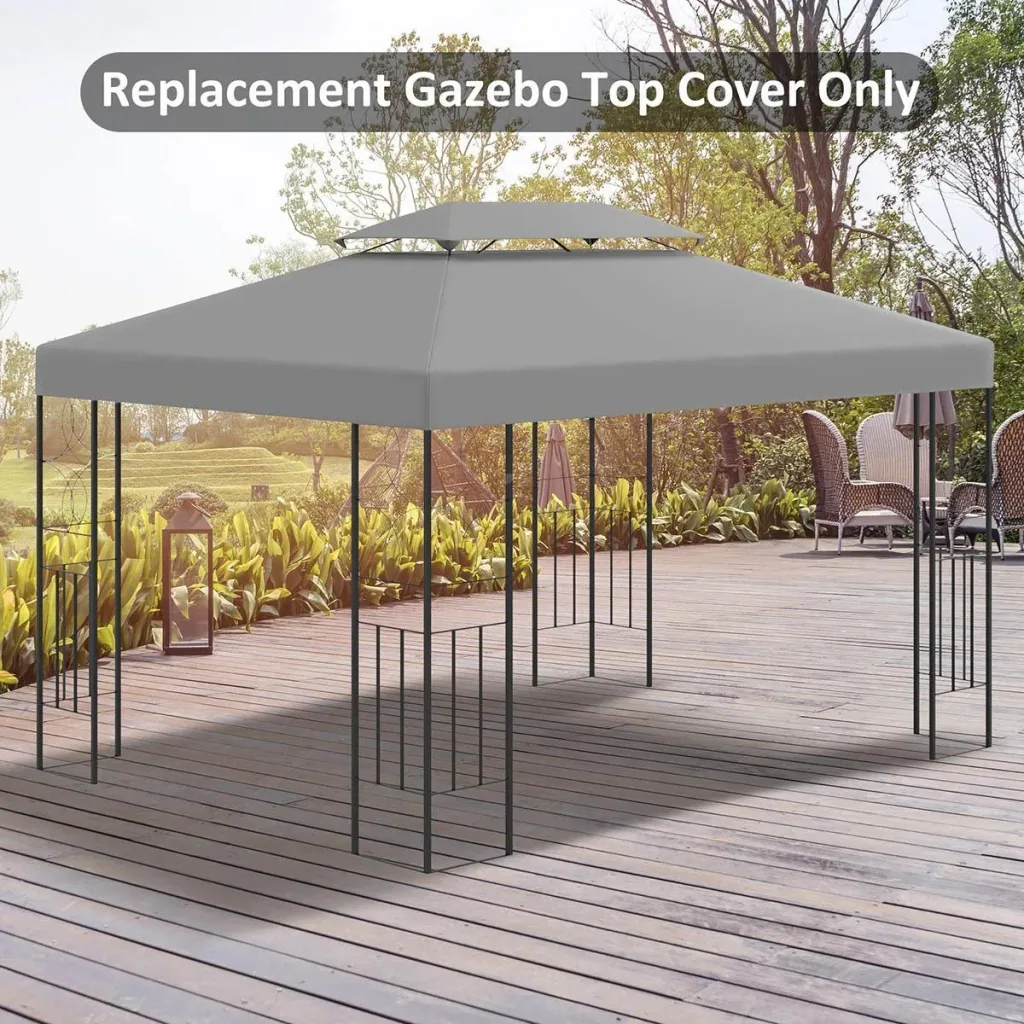 Ersatzdach Pavillondach für Metallpavillon Gartenpavillon Partyzelt Gartenzelt Polyester 3x4m Hellgrau