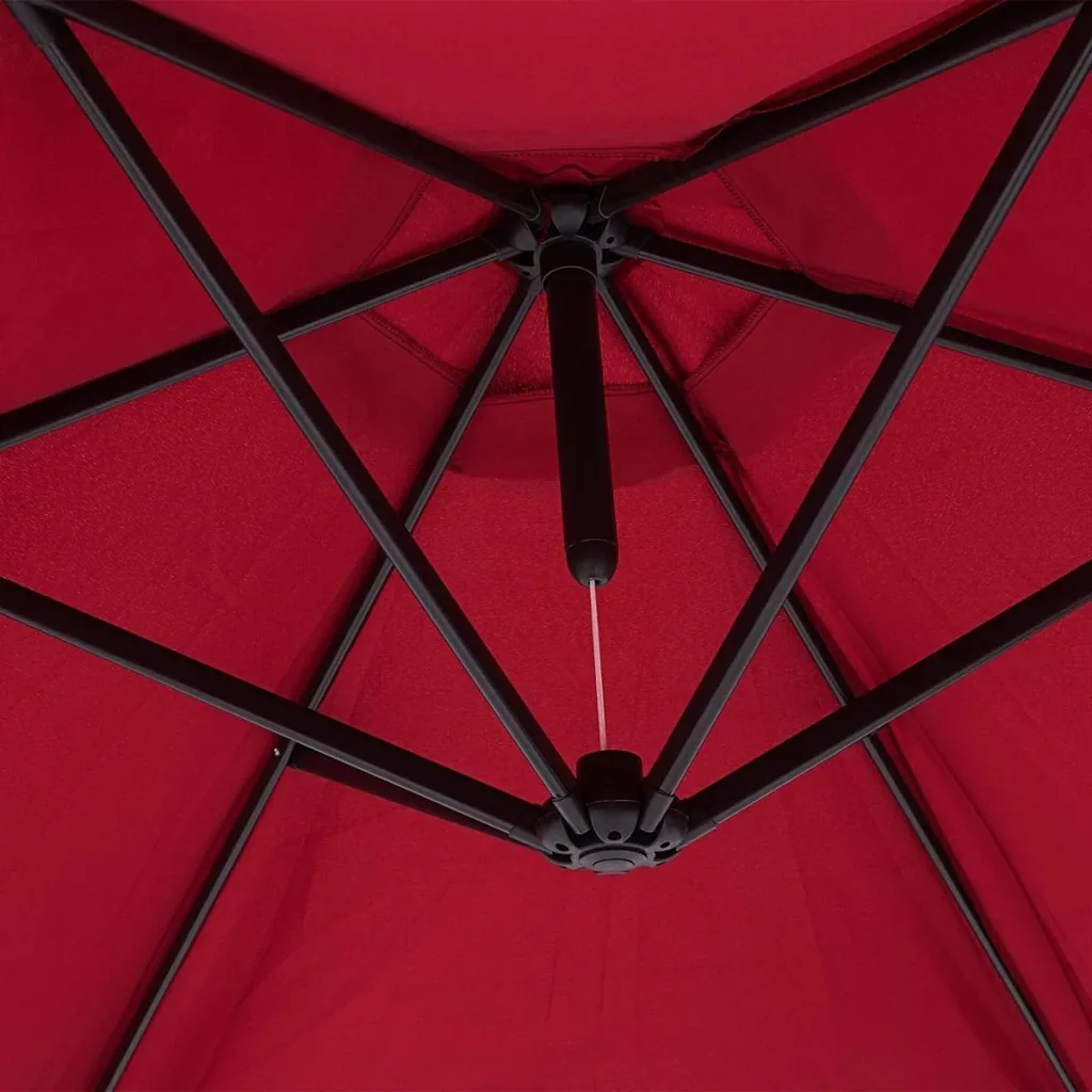 Sonnenschirm faltbar aus Aluminium rot mit Kurbel Ø 300 cm