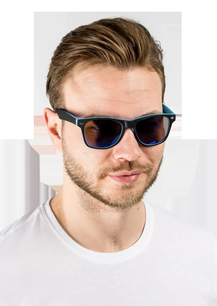 Sonnenbrillen im Doppelpack, schwarz mit grau + schwarz mit blau