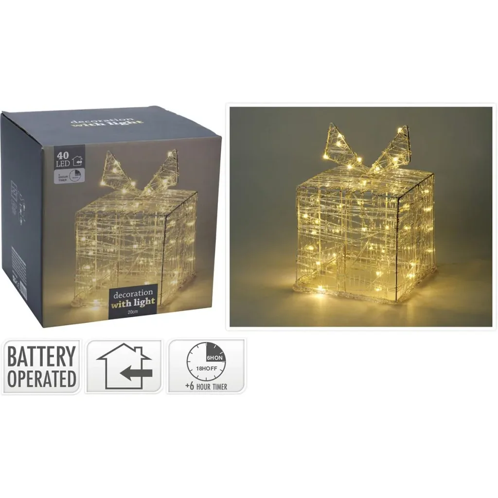 2 beleuchtete Geschenkboxen 20 cm hoch - 40 LED
