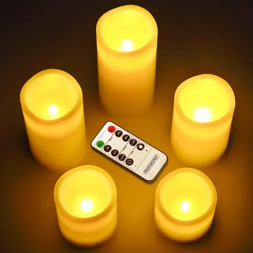 5 LED-Flacker-Echtwachskerzen weiß mit Fernbedienung & Timer
