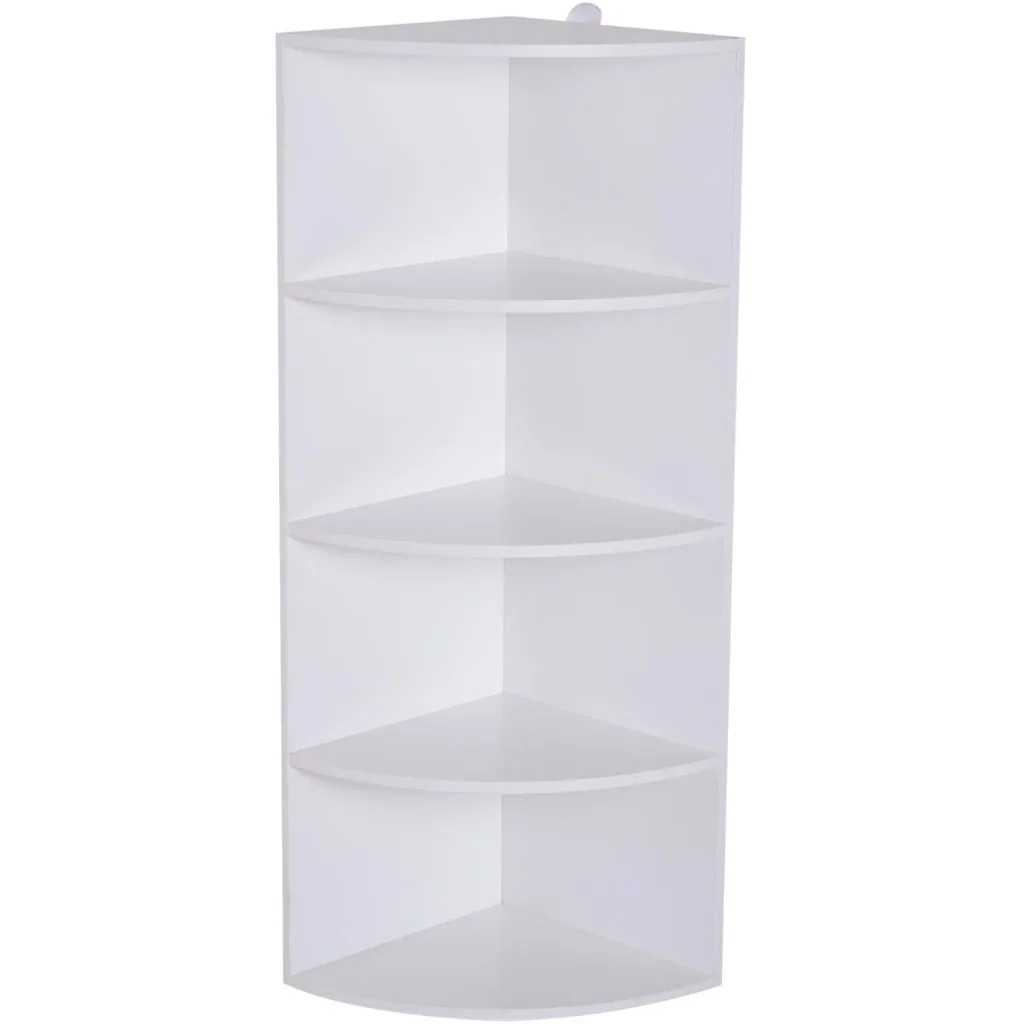 Eckregal Standregal Bücherregal Dekoregal Holzregal fächerförmig 4 Fächer Weiß 39,5 x 39,5 x 120 cm