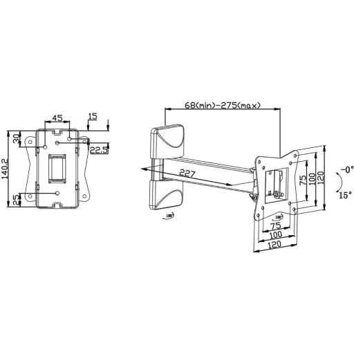 TV-Wandhalterung vollbeweglich 10 - 32 " 30 kg