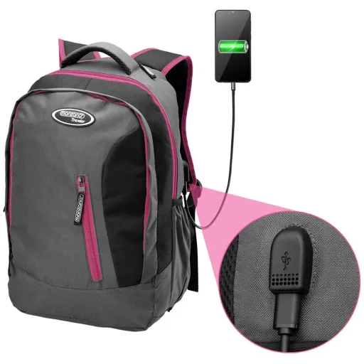 Monzana Sport- und Freizeit Rucksack 35L grau/rosa