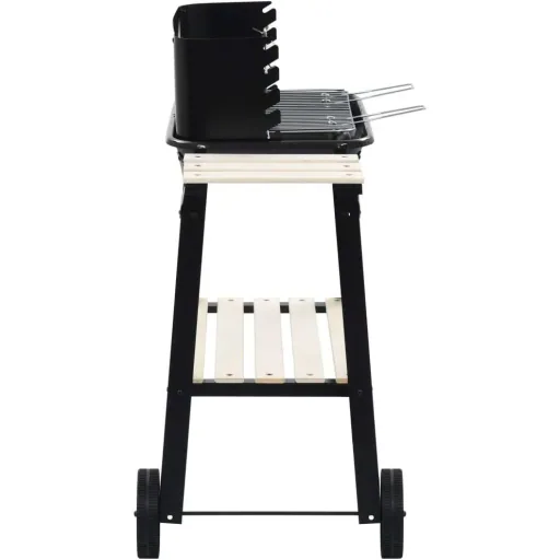 Holzkohlegrill - Grillfläche 54 x 34 - Edelstahl - Schwarz - Mit Spieß