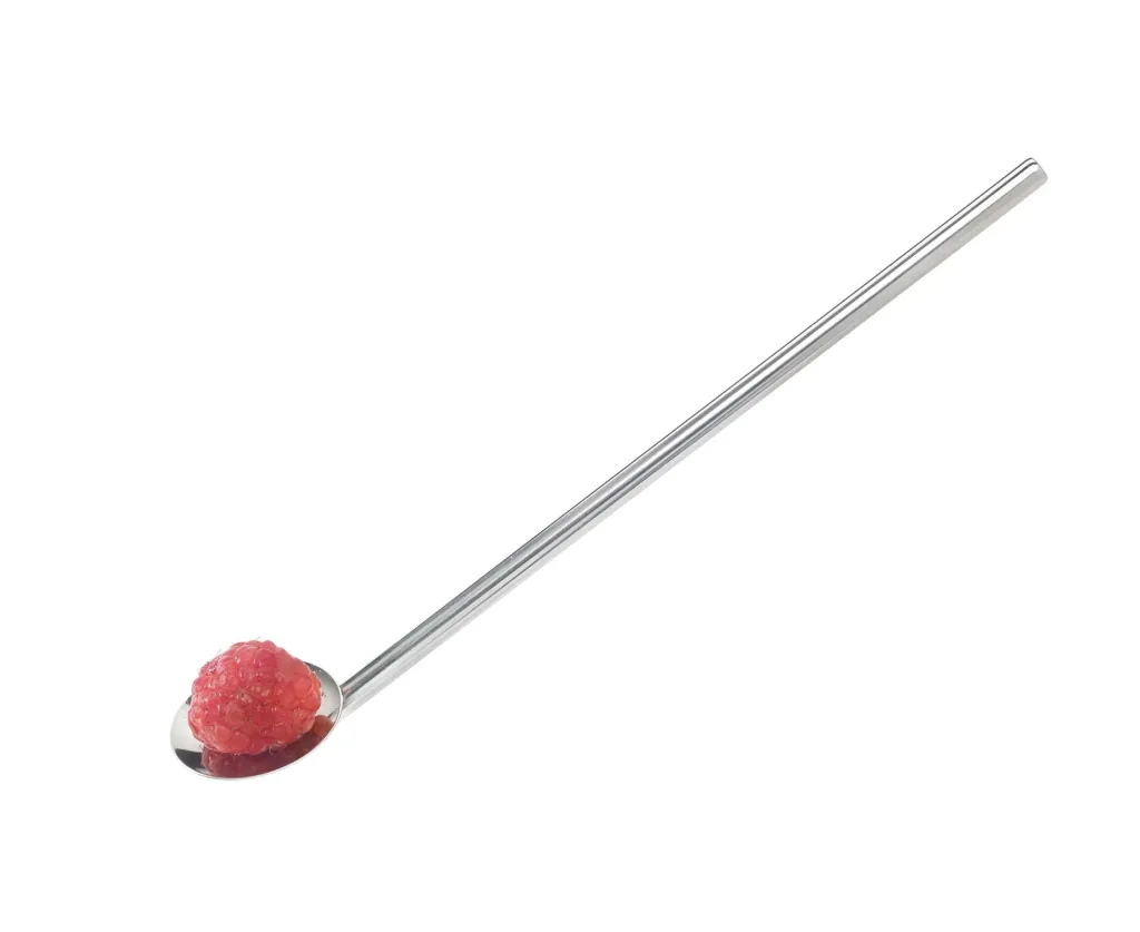 2 in1 Trinkhalme und Cocktaillöffel Inox, geknickt, Edelstahl, mit Reinigungsbürste, 5-teilig