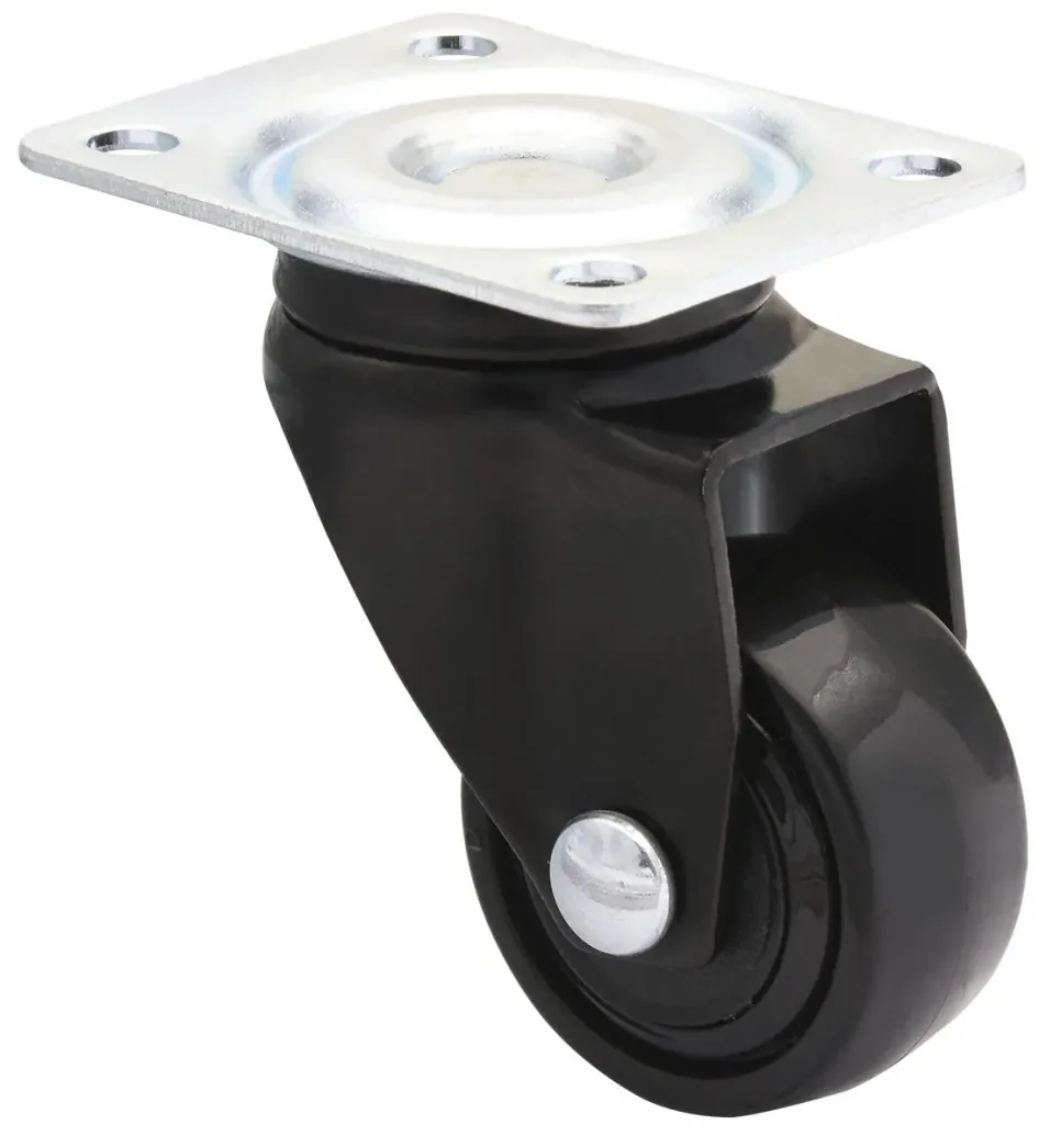 Design 3C Lenkrollen 4 teiliges Set - Ø 25 mm, soft, schwarz, 2 Rollen mit & 2 ohne Feststeller, Tragkraft 12 kg / Rolle
