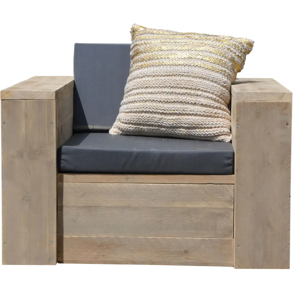 Lounge-Set robustes Gerüstholz komplett# Sofa, Stühle, Tisch und Outdoor-Kissen