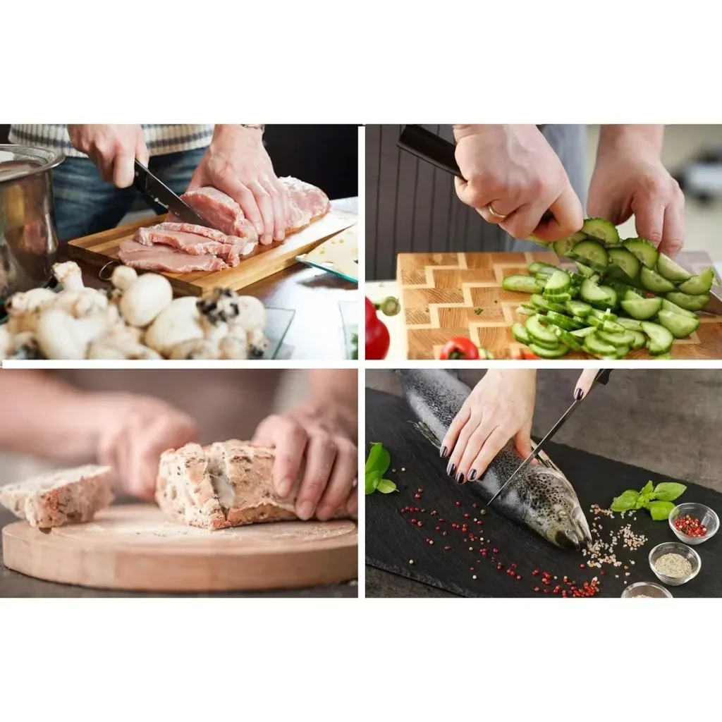 Cheffinger 8-teiliges Messerset mit Ständer - Silber/Schwarz