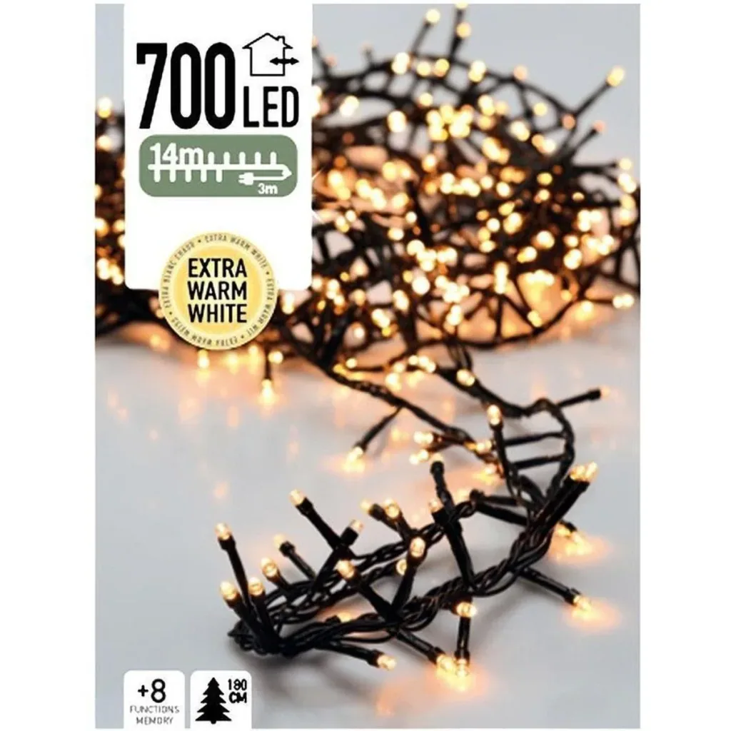 2x Weihnachtsbaum Lichter 14 Meter Warm Weiß - 700LED für Innen und Außen