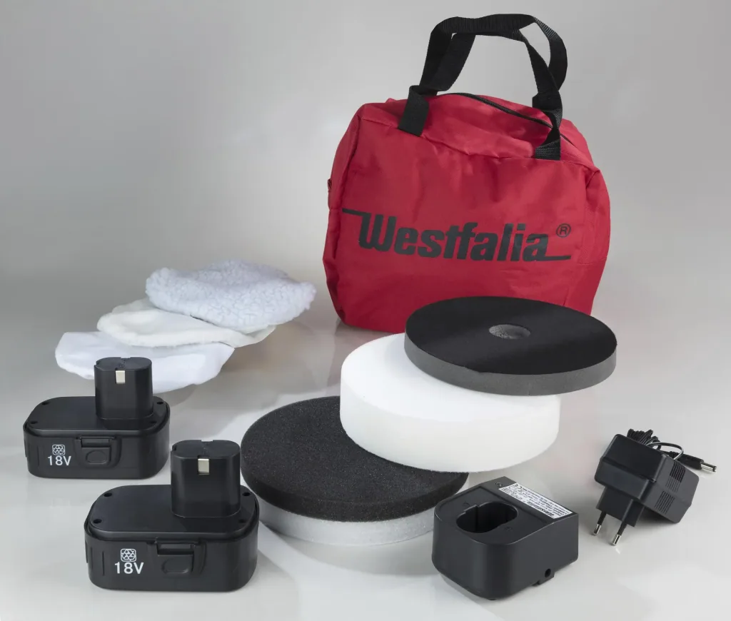 Akku Poliermaschine 18 Volt/ 12-teiliges Lackpflege Set