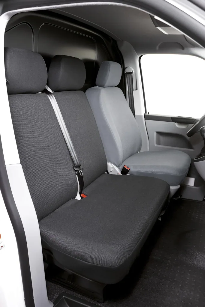 Passform Sitzbezüge VW T5 für Doppelbank vorne umlegbar aus Stoff ab BJ 09/2009 bis heute
