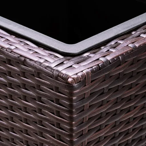 Pflanzgefäß Polyrotan braun 95 x 27 x 60cm geeignet für 4 Pflanzen