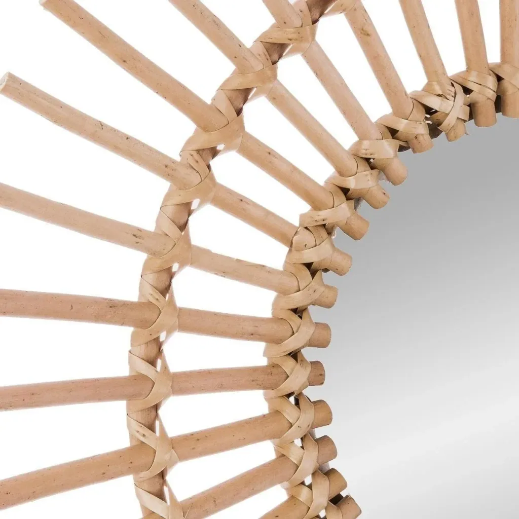 Spiegel rund - 58 cm -Braun/Rotan