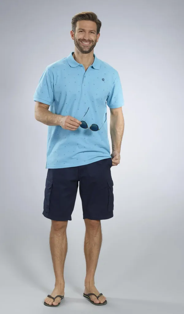 Poloshirt bedruckt, Farbe apua, Gr.M