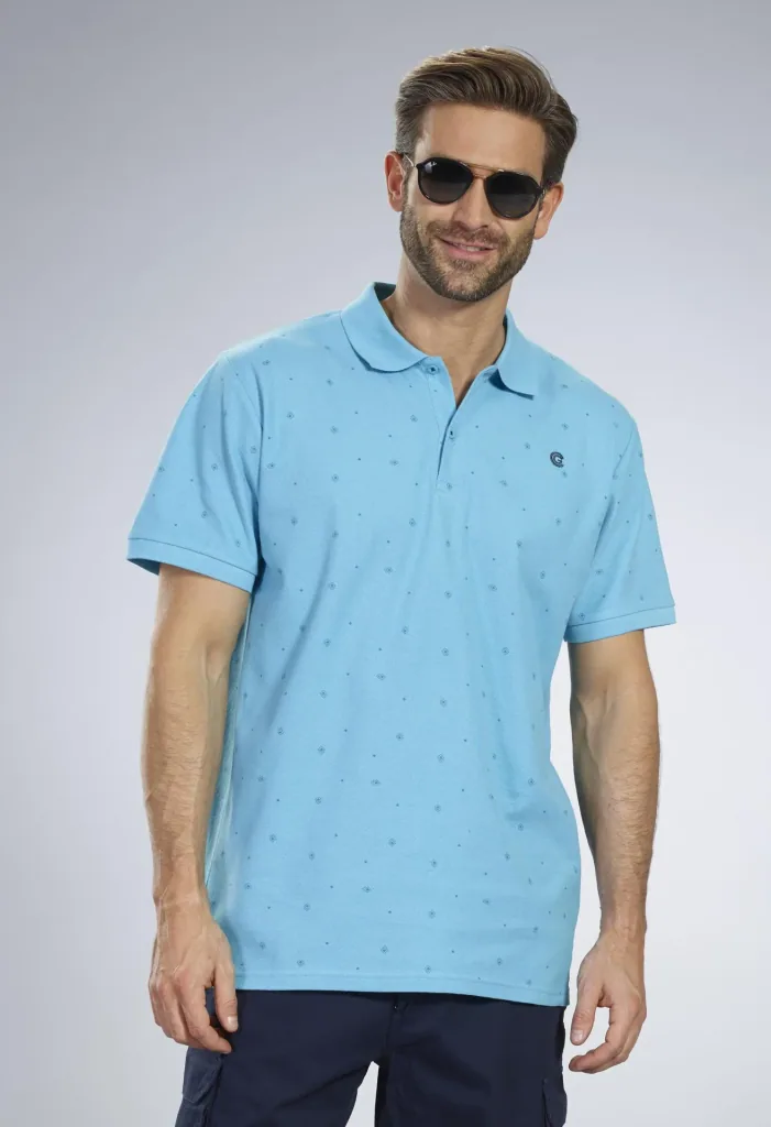 Poloshirt bedruckt, Farbe apua, Gr.M