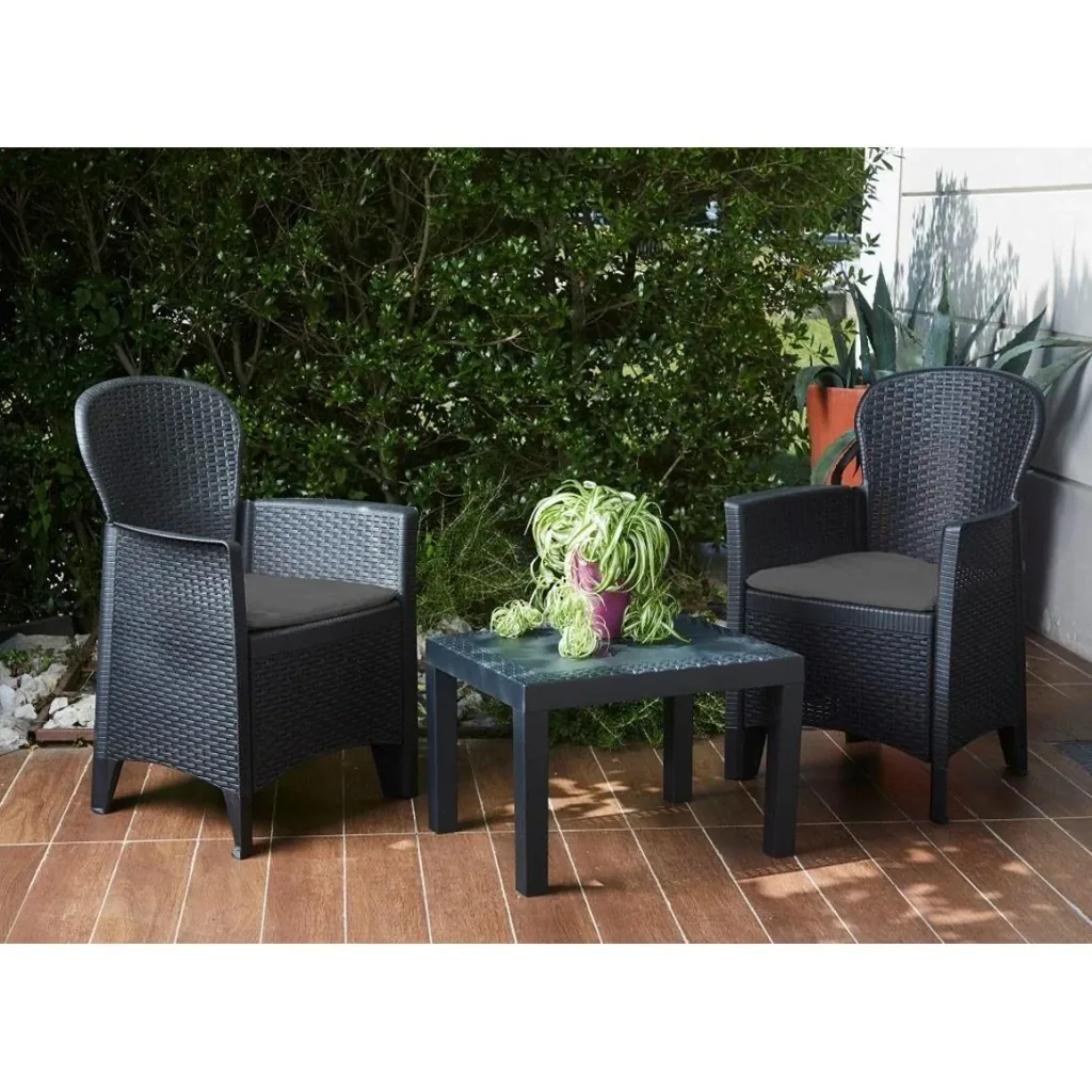 Pro Garden 5-teiliges Garten-Set - Stühle, Kissen und Tisch - 57x59x89cm - Max 120 kg