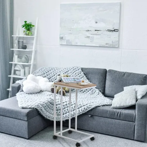 Beistelltisch - auf Rädern - 70 x 40 x 30 cm - Industrial - Weiß/Braun