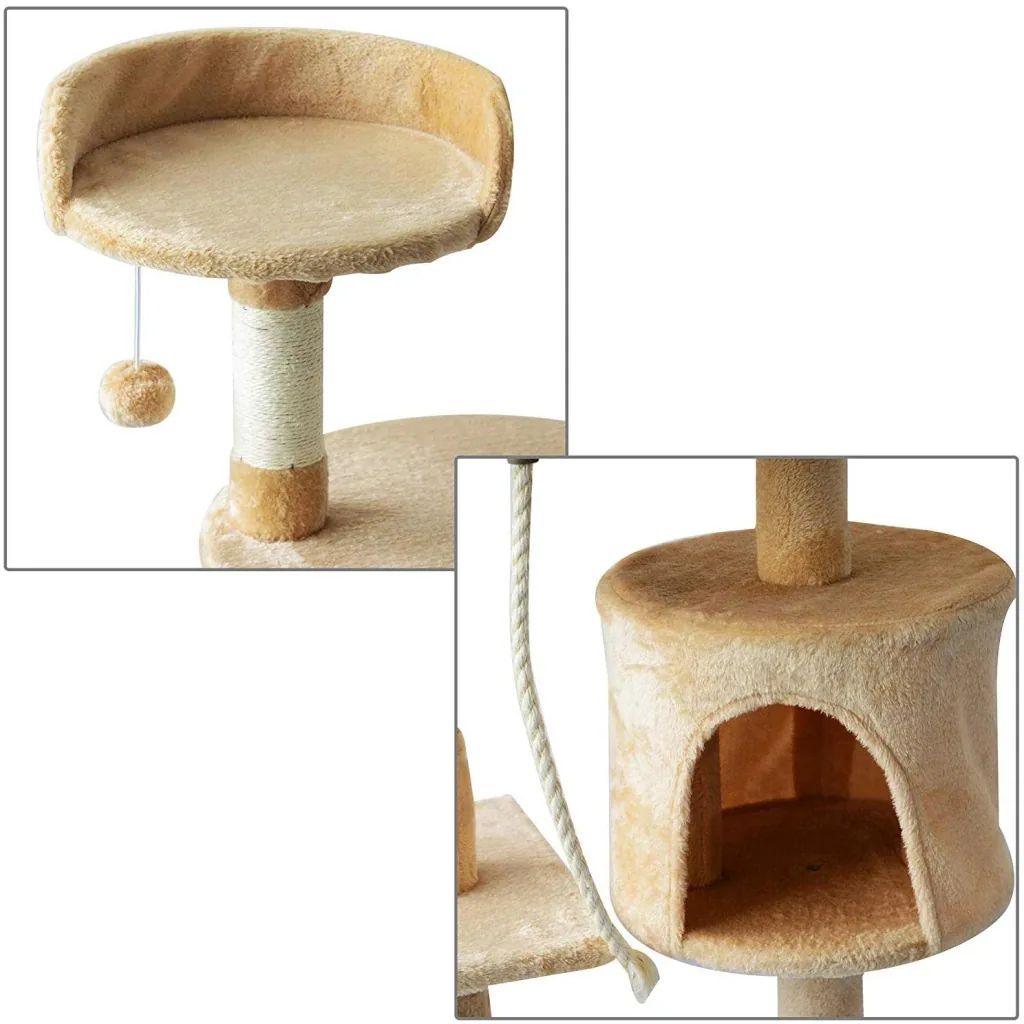 Katzenbaum Kratzbaum Schlafhöhle Spielbaum 4 Schichte Beige