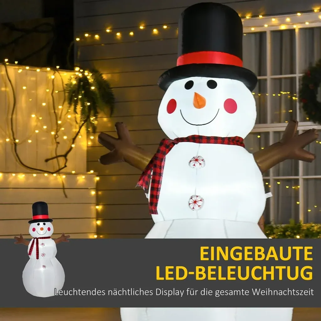 Weihnachten aufblasbarer Schneemann 100 cm x 80 cm x 182 cm | Aosom.de
