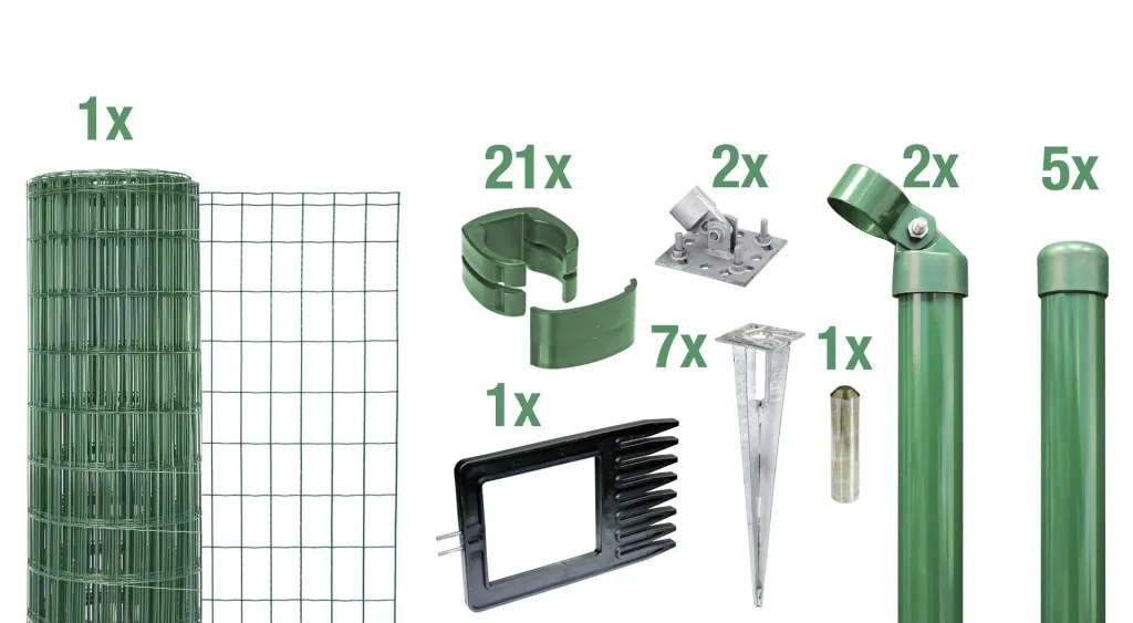 Fix-Clip Pro als Zaun-Komplettset, mit Einschlagbodenhülse, grün, Höhe 122 cm, Länge 10 m