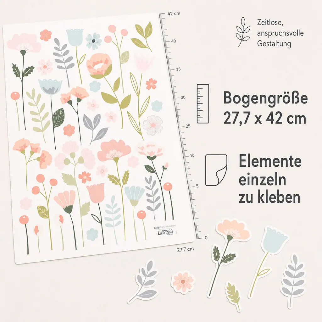 Lilipinso Wandsticker A3 Blütensortiment rosa pastell