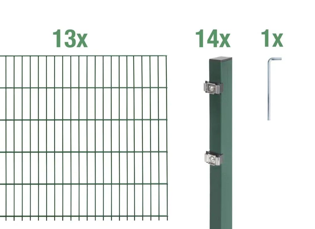 Doppelstabmattenzaun Komplettset, grün, Höhe 80 cm, Länge 26 m