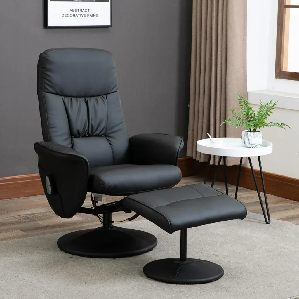 Massagesessel mit Fußhocker Relaxsessel Massagesessel TV-Sessel145°-Neigung Kunstleder Schwarz 76 x 81 x 105 cm