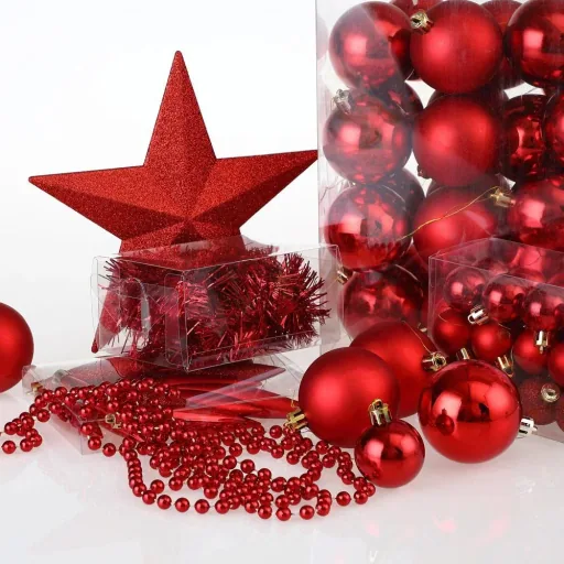 Kugeln - Christbaumschmuck - Rot 77 Stück