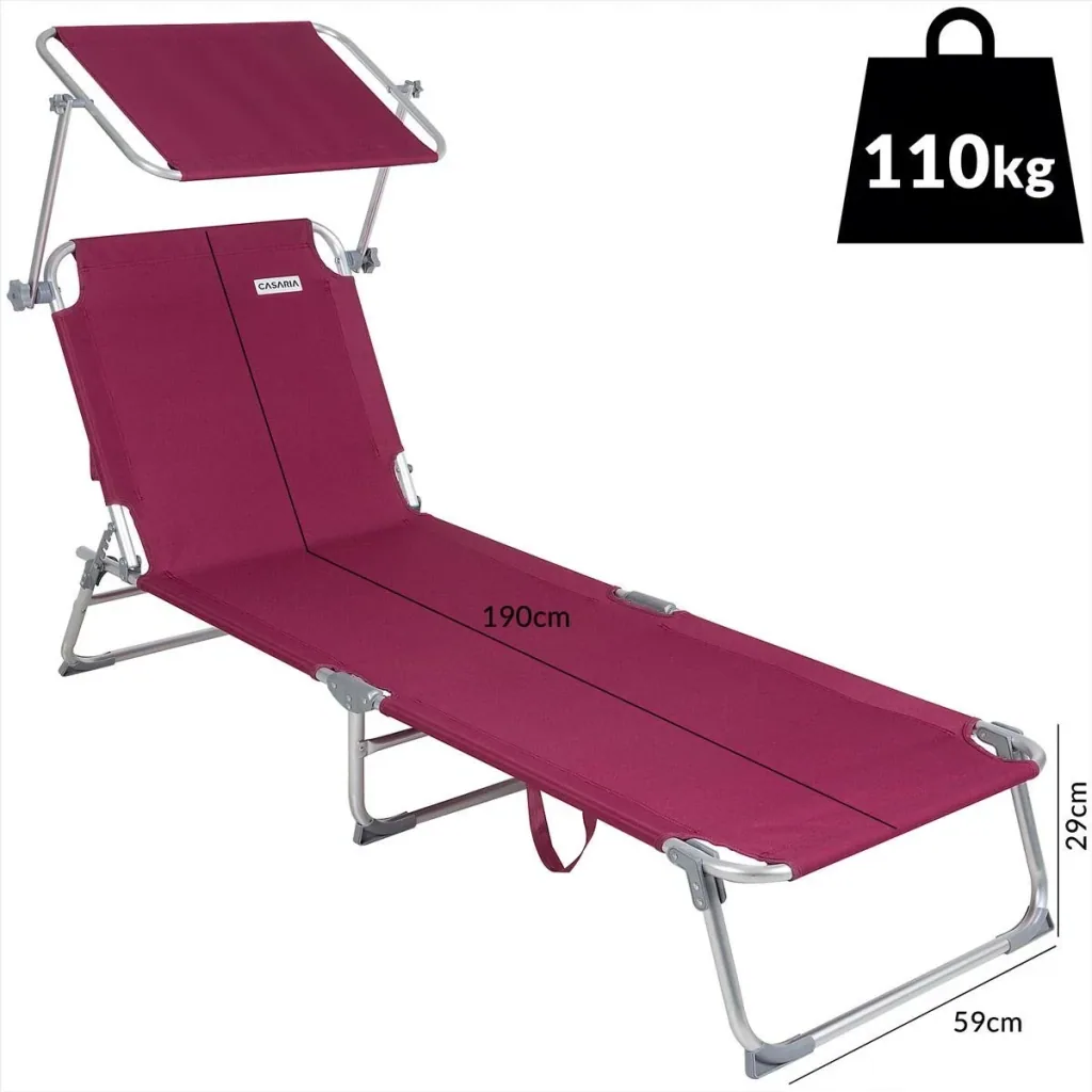 Ibiza Liege - 2er Set - Rotes Aluminium - Inklusive Sonnendach