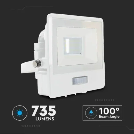 VT-118S LED-Flutlicht mit Sensor - 10 W - 735 Lm - 6500K - Weiß