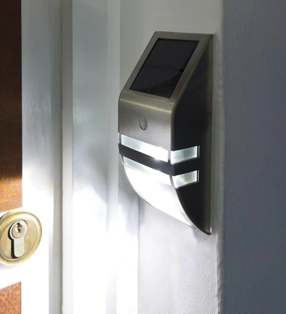 Solar Edelstahl Wandleuchte mit Bewegungsmelder