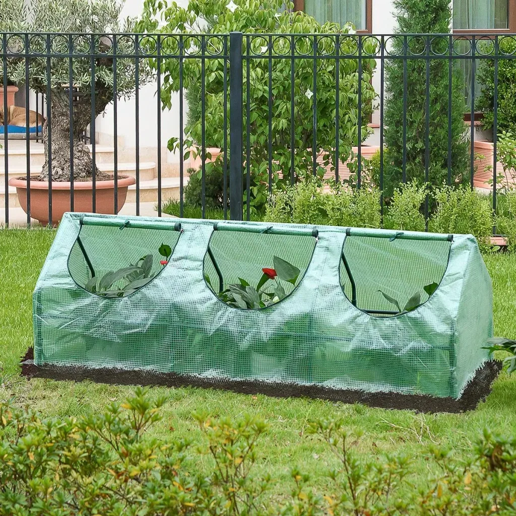 Gewächshaus mit Fenster PE Treibhaus Tomatenhaus Frühbeet 180x60x60cm Grün