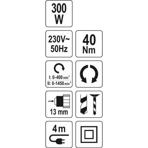 Bohrmaschine - 300W - 1450rpm - 2 Geschwindigkeiten