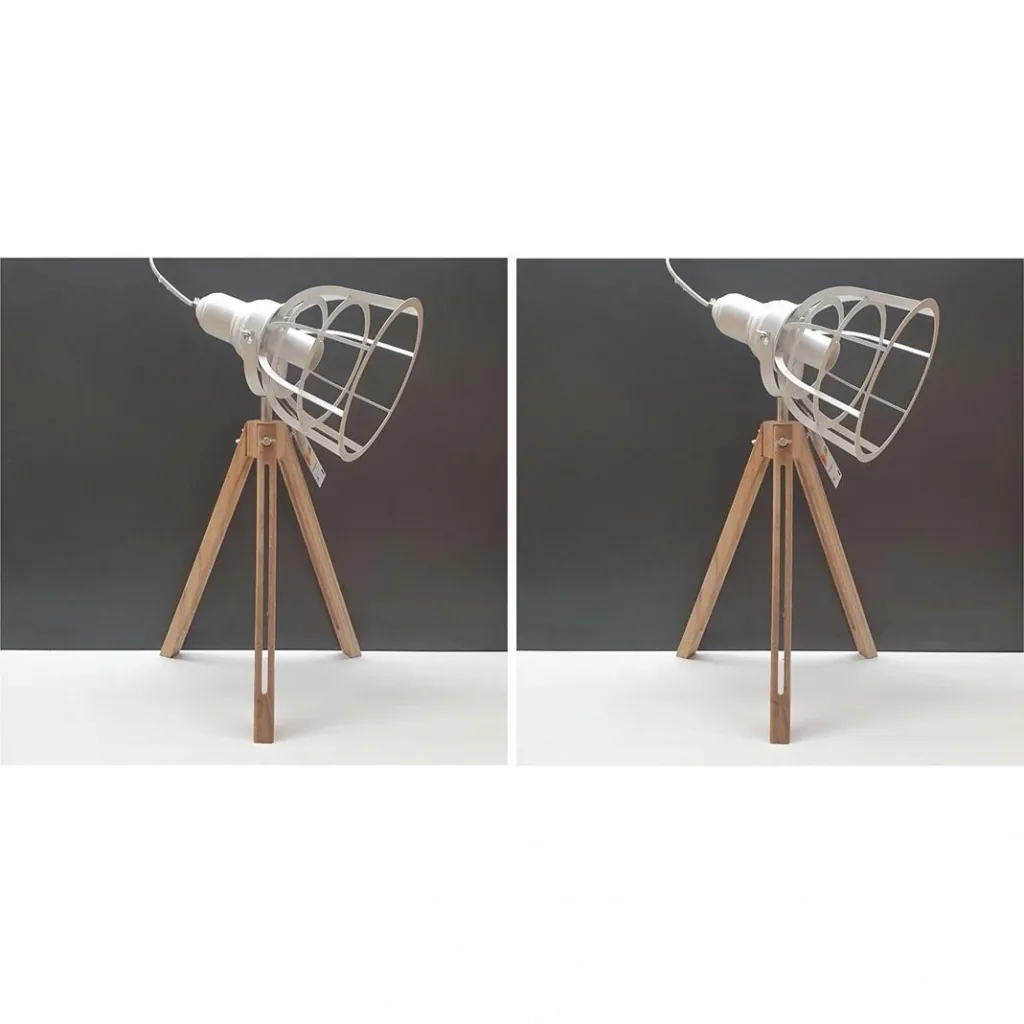 Excellent Houseware Lampe SET von 2 Metall mit Holz 17x50cm