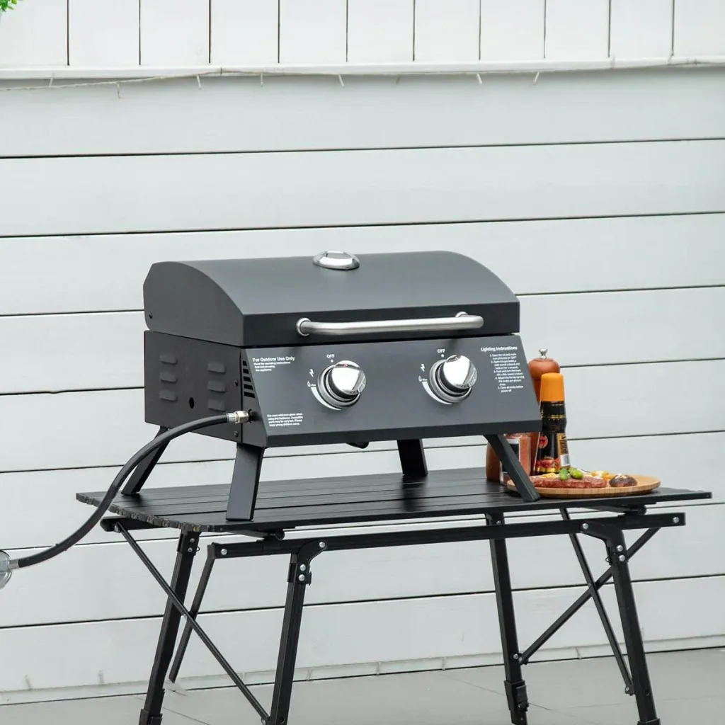 Mobiler Gasgrill - 2 Brenner - Schwarz - 55 x 46,5 x 41 cm