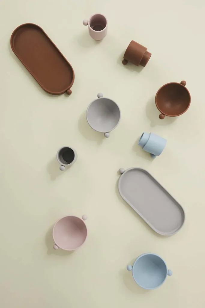 OyOy Kinder Becher-Set Tiny Inka Silikon hellblau grau