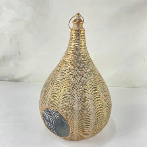 Laterne Oriental aus Metall in Gold