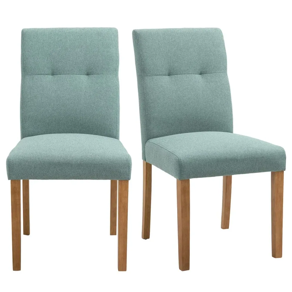 Esszimmerstühle 2er-Set mit gepolstertem Sitz Stuhl Polsterstuhl Leinen-Polyester-Gewebe Schaumstoff Gummiholz Grün 50 x