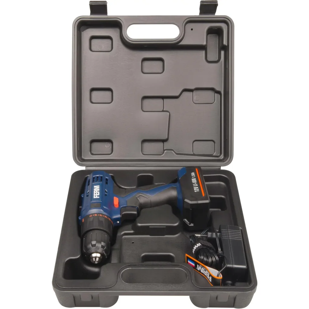 CDM1118 Li-Ion Akku-Bohrmaschine 12V/1.5Ah - LED-Arbeitsleuchte - Inkl. Schellladegerät und Batterie - Zwei doppelseitig