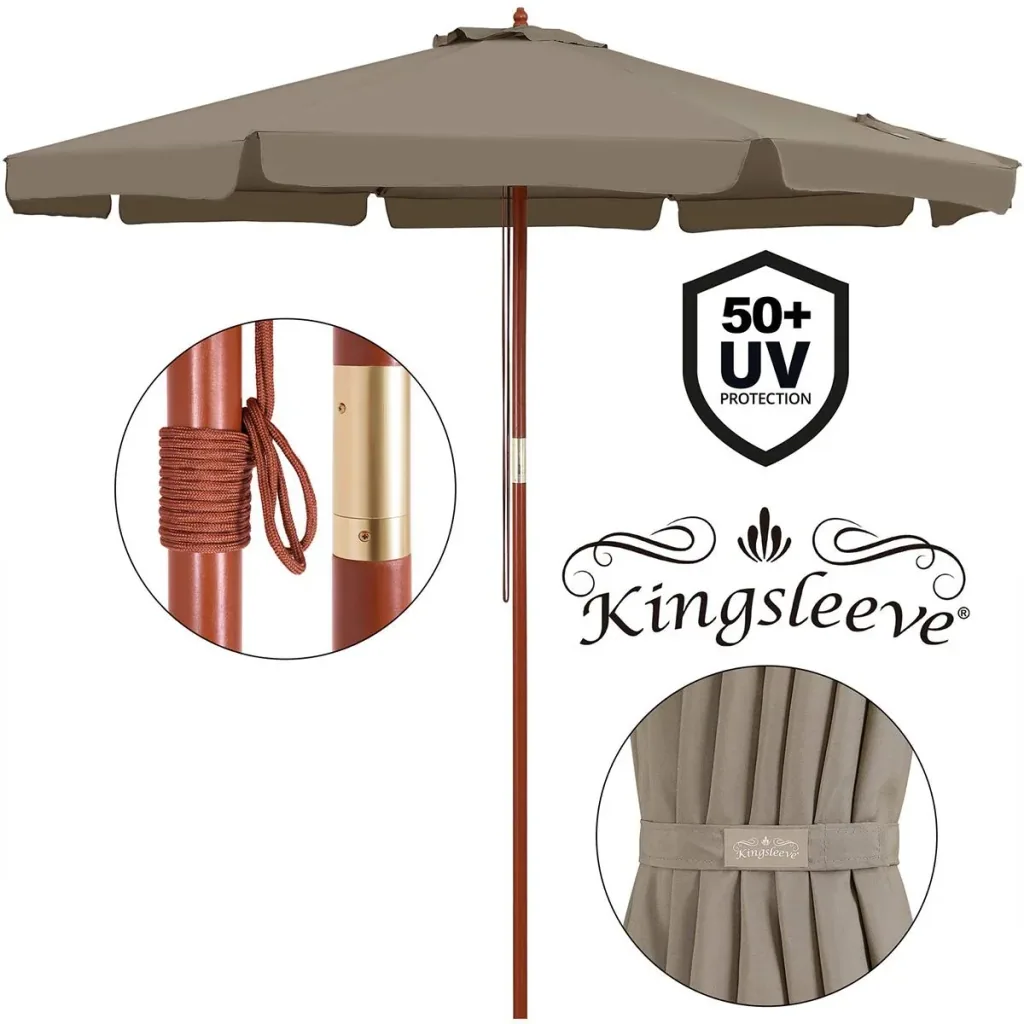 Sonnenschirm Taupe Holz 330cm UV-Schutz 50+