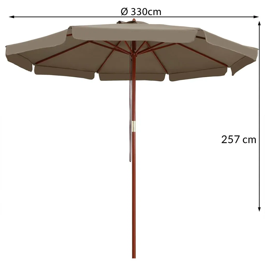 Sonnenschirm Taupe Holz 330cm UV-Schutz 50+