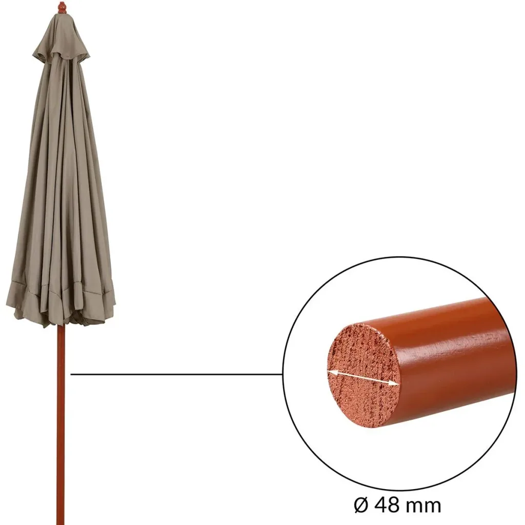 Sonnenschirm Taupe Holz 330cm UV-Schutz 50+