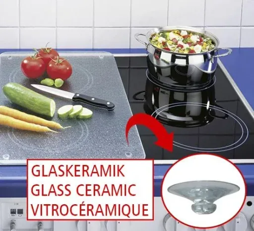 3 in 1 Herd-Abdeckplatten, Schneidbretter, Arbeitsplatten, Glas, Bistro-Design, je 52 x 30 cm, 2er-Set